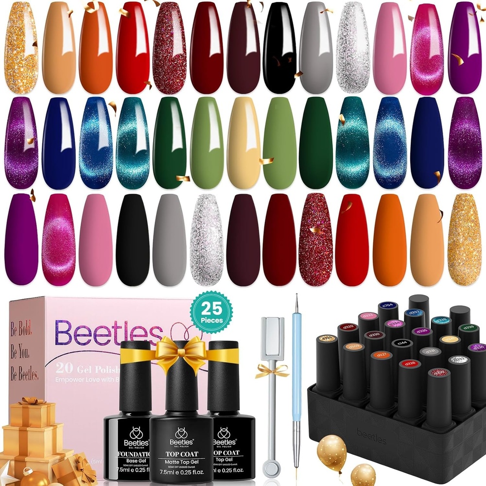 image:imageBeetles Fall Gel Polish Set Fall Passage Collection 25 Autumn Colors Burgundy Brown Orange Dark Gel Polish Base Glossy Matte Top Coat UV LED Soak Off Gifts for Women520 Colors Gemstone Party