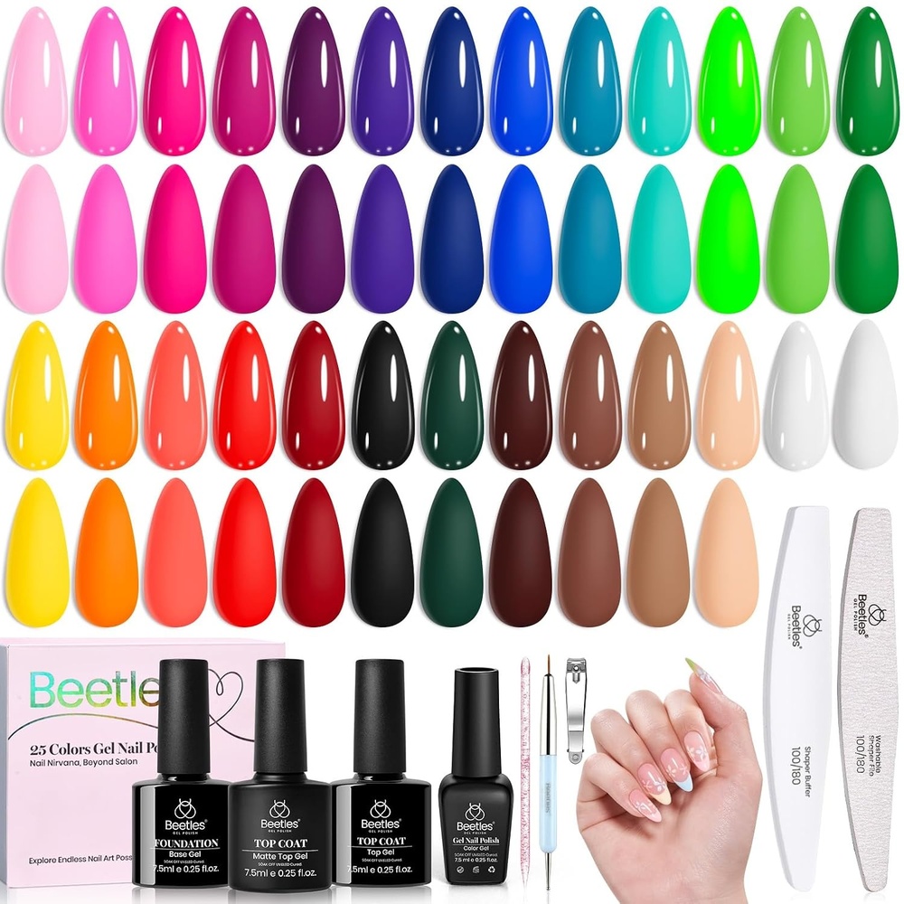 image:imageBeetles Fall Gel Polish Set Fall Passage Collection 25 Autumn Colors Burgundy Brown Orange Dark Gel Polish Base Glossy Matte Top Coat UV LED Soak Off Gifts for WomenColor Rhythm