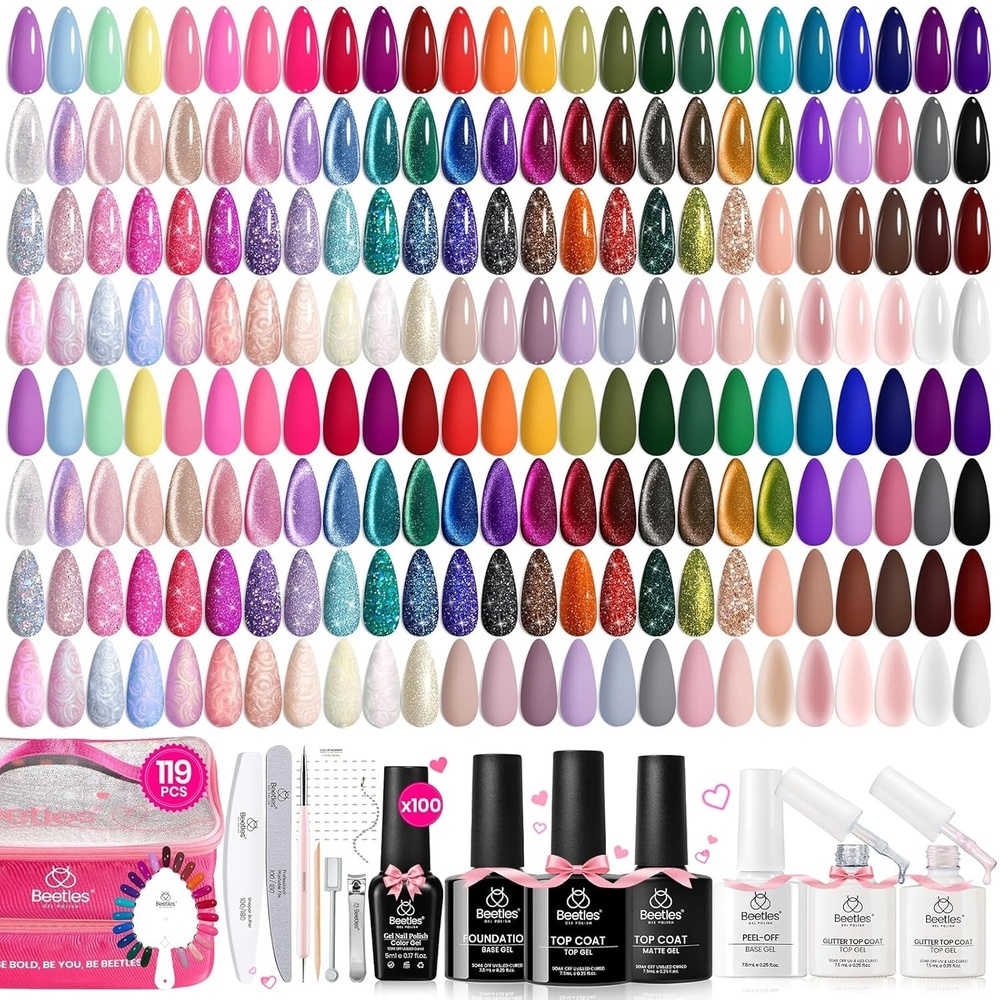 image:imageBeetles Fall Gel Polish Set Fall Passage Collection 25 Autumn Colors  Burgundy Brown Orange Dark Gel Polish Base Glossy Matte Top Coat UV LED Soak Off Gifts for Women100 colors all season gel polish set