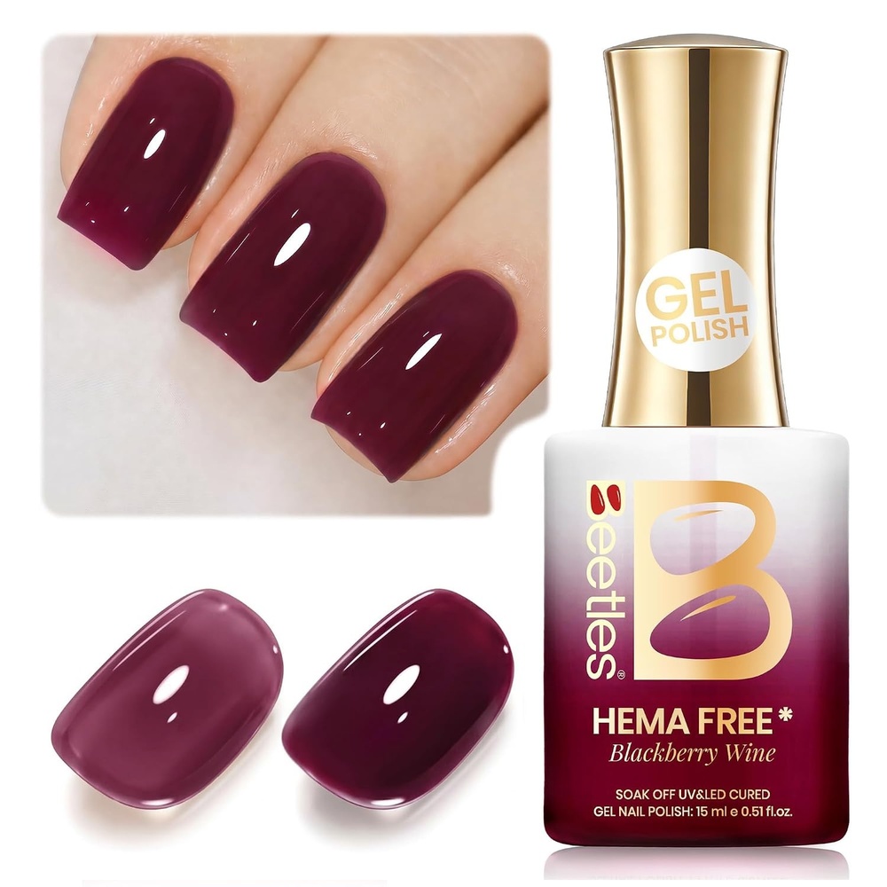 image:imageBeetles Nude Gel Nail Polish Cinnamon Black Tea 15ML Neutral Jelly Warm Nude Pink Nail Polish Base Color Nail Concealer Sheer Translucent Effect Soak Off UV French Nail Art Salon DIY Manicure GiftJ Sheer Purple Blackberry Wine