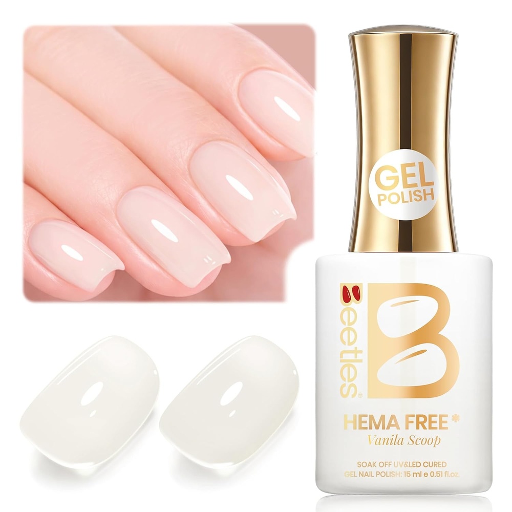 image:imageBeetles Nude Gel Nail Polish Cinnamon Black Tea 15ML Neutral Jelly Warm Nude Pink Nail Polish Base Color Nail Concealer Sheer Translucent Effect Soak Off UV French Nail Art Salon DIY Manicure GiftA Sheer White Vanilla Scoop