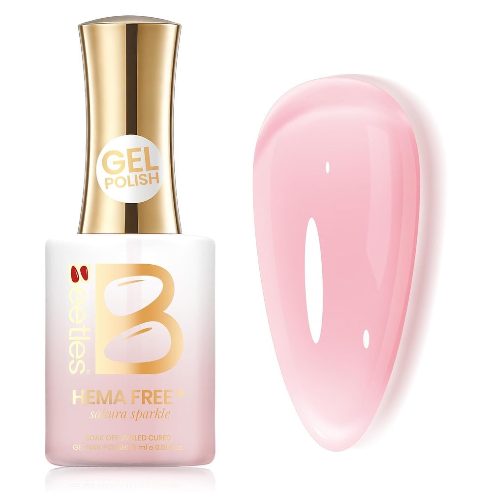 image:imageBeetles Nude Gel Nail Polish Cinnamon Black Tea 15ML Neutral Jelly Warm Nude Pink Nail Polish Base Color Nail Concealer Sheer Translucent Effect Soak Off UV French Nail Art Salon DIY Manicure GiftB Creme Pink Sakura Sparkle