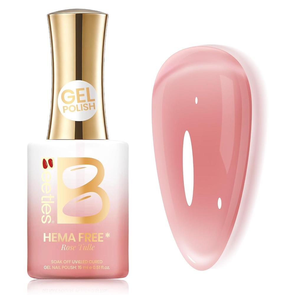 image:imageBeetles Nude Gel Nail Polish Cinnamon Black Tea 15ML Neutral Jelly Warm Nude Pink Nail Polish Base Color Nail Concealer Sheer Translucent Effect Soak Off UV French Nail Art Salon DIY Manicure GiftB Creme Pink Rose Tulle