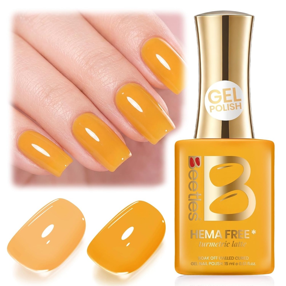 image:imageBeetles Nude Gel Nail Polish Cinnamon Black Tea 15ML Neutral Jelly Warm Nude Pink Nail Polish Base Color Nail Concealer Sheer Translucent Effect Soak Off UV French Nail Art Salon DIY Manicure GiftK Creme Yellow Turmeric Latte