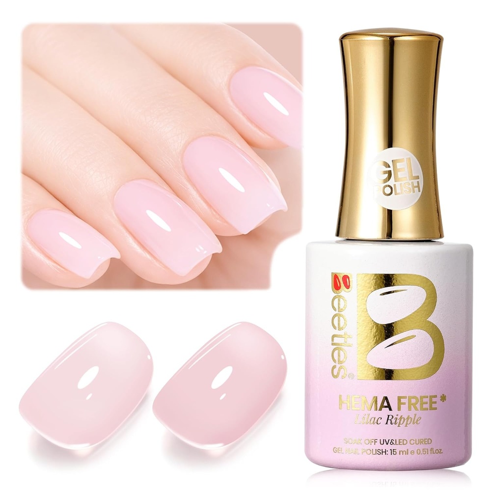 image:imageBeetles Nude Gel Nail Polish Cinnamon Black Tea 15ML Neutral Jelly Warm Nude Pink Nail Polish Base Color Nail Concealer Sheer Translucent Effect Soak Off UV French Nail Art Salon DIY Manicure GiftJ Sheer Purple Lilac Ripple