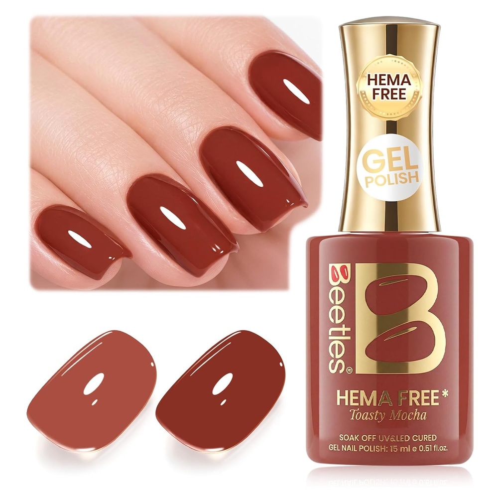 image:imageBeetles Nude Gel Nail Polish Cinnamon Black Tea 15ML Neutral Jelly Warm Nude Pink Nail Polish Base Color Nail Concealer Sheer Translucent Effect Soak Off UV French Nail Art Salon DIY Manicure GiftI Creme Brown Toasty Mocha