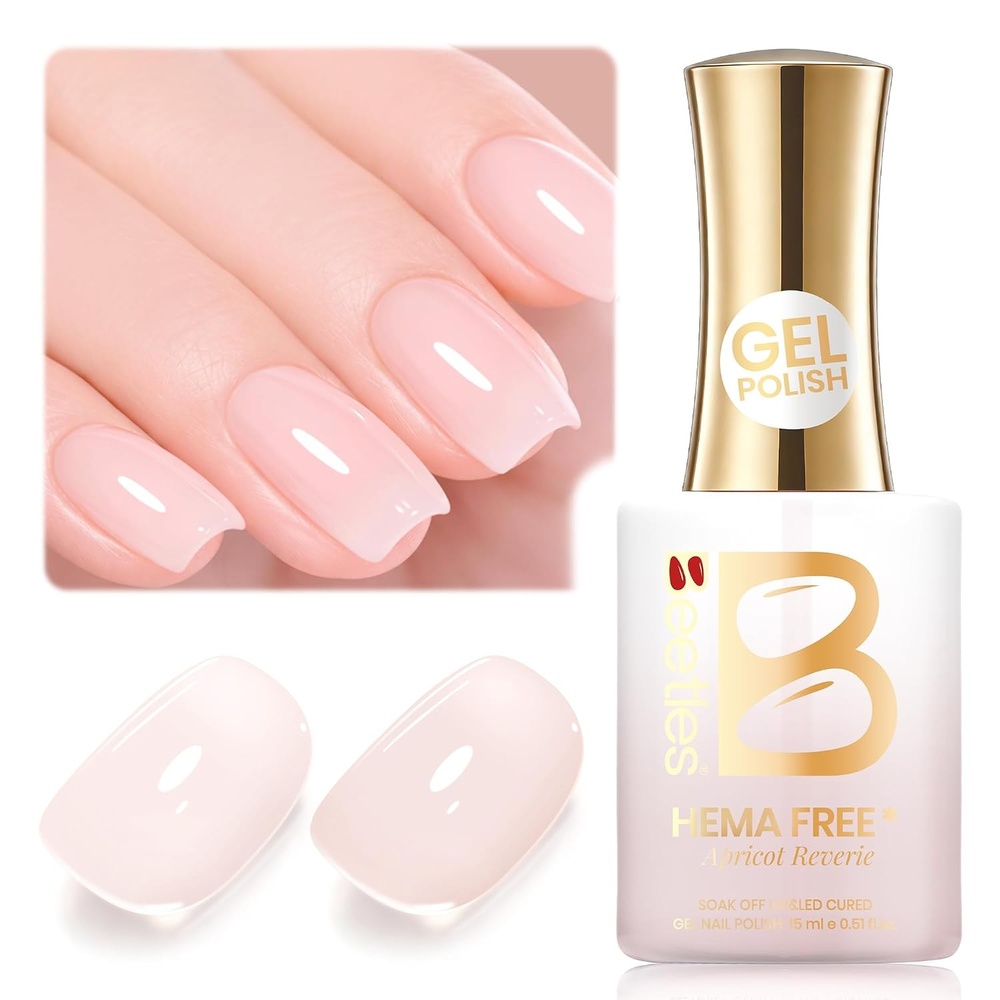 image:imageBeetles Nude Gel Nail Polish Cinnamon Black Tea 15ML Neutral Jelly Warm Nude Pink Nail Polish Base Color Nail Concealer Sheer Translucent Effect Soak Off UV French Nail Art Salon DIY Manicure GiftE Sheer Nude Apricot Reverie