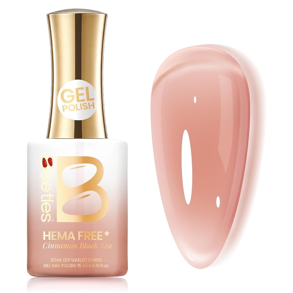image:imageBeetles Nude Gel Nail Polish Cinnamon Black Tea 15ML Neutral Jelly Warm Nude Pink Nail Polish Base Color Nail Concealer Sheer Translucent Effect Soak Off UV French Nail Art Salon DIY Manicure GiftE Creme Nude Cinnamon Black Tea