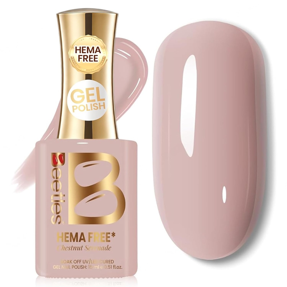 image:imageBeetles Nude Gel Nail Polish Cinnamon Black Tea 15ML Neutral Jelly Warm Nude Pink Nail Polish Base Color Nail Concealer Sheer Translucent Effect Soak Off UV French Nail Art Salon DIY Manicure GiftI Creme Brown Chestnu Serenade