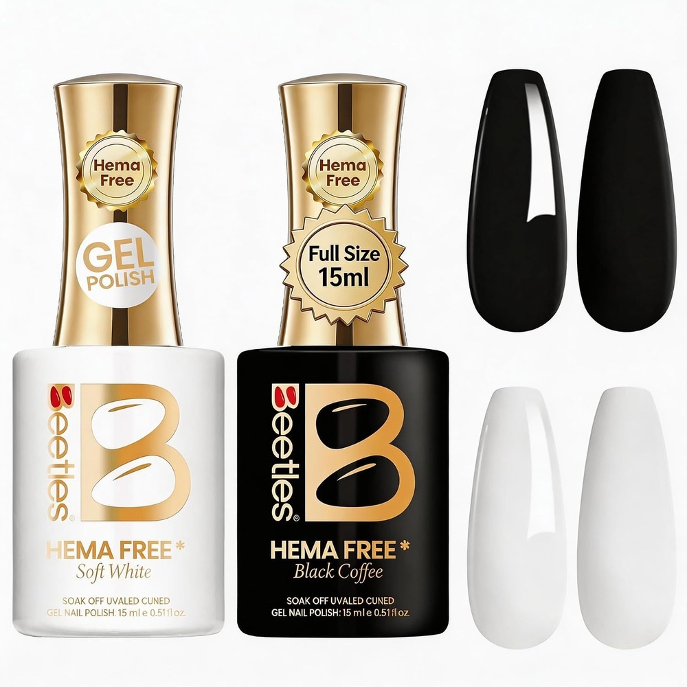 image:imageBeetles Nude Gel Nail Polish Cinnamon Black Tea 15ML Neutral Jelly Warm Nude Pink Nail Polish Base Color Nail Concealer Sheer Translucent Effect Soak Off UV French Nail Art Salon DIY Manicure GiftQ Creme Black White Simple Black White