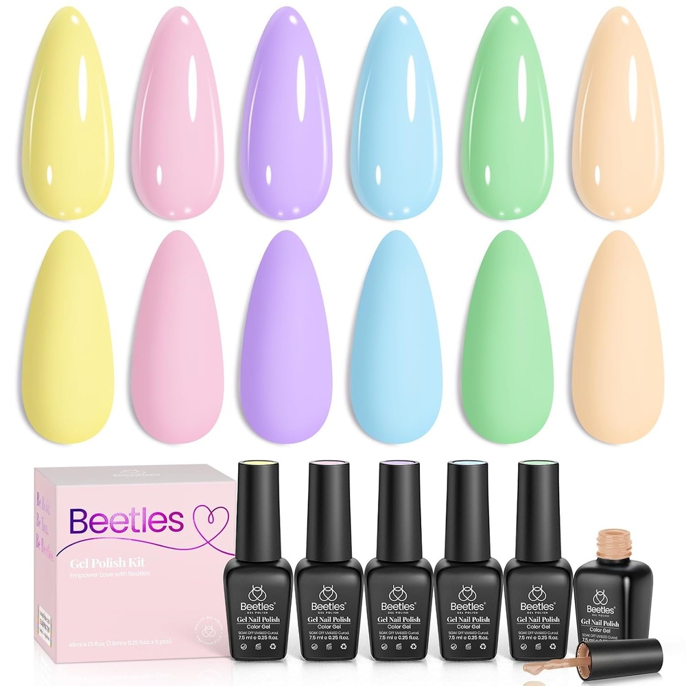 image:imageBeetles Red Gel Nail Polish Set Ruby Hour 6 Colors Jelly Gel Polish Kit Fall Gel Nail Kit Burgundy Wine Red Cherry Brown Sheer Translucent Effect Soak Off UV Salon DIY Gift for WomenCandy Land Soft Pastel