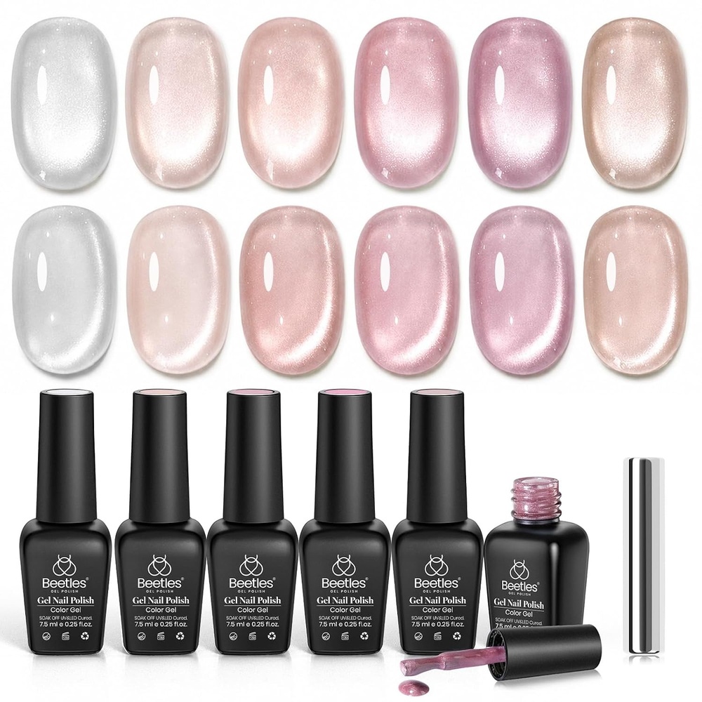 image:imageBeetles Red Gel Nail Polish Set Ruby Hour 6 Colors Jelly Gel Polish Kit Fall Gel Nail Kit Burgundy Wine Red Cherry Brown Sheer Translucent Effect Soak Off UV Salon DIY Gift for Women00Nude Reflection