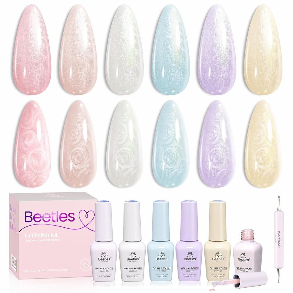 image:imageBeetles Siren Song Cat Eye Gel Nail Polish Set 6 Colors 9ml Fall Gel  Blue Purple Magnetic Gel Polish Kit with Cat EyeampWater Ripple Magnets Stick Nail Charms Soak Off UV Nail Art Gift for WomenCreamy Twist