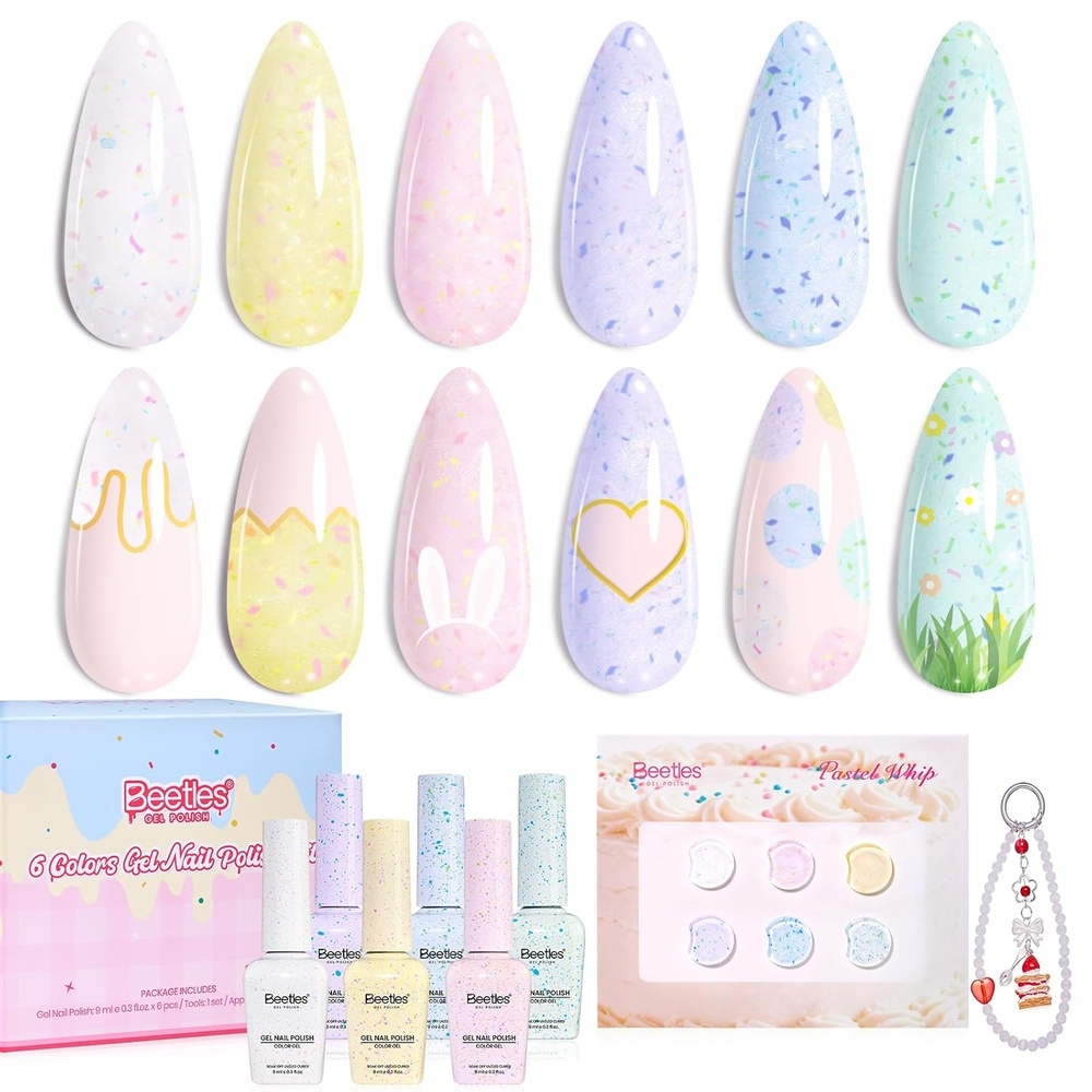 image:imageBeetles Siren Song Cat Eye Gel Nail Polish Set 6 Colors 9ml Fall Gel Blue Purple Magnetic Gel Polish Kit with Cat EyeampWater Ripple Magnets Stick Nail Charms Soak Off UV Nail Art Gift for WomenEaster Pastel Whip