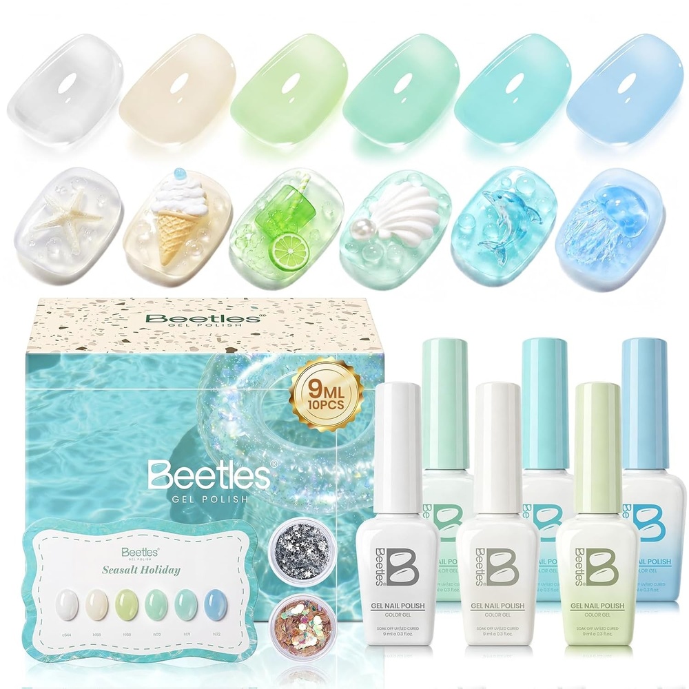 image:imageBeetles Siren Song Cat Eye Gel Nail Polish Set 6 Colors 9ml Fall Gel Blue Purple Magnetic Gel Polish Kit with Cat EyeampWater Ripple Magnets Stick Nail Charms Soak Off UV Nail Art Gift for WomenSeasalt Holiday