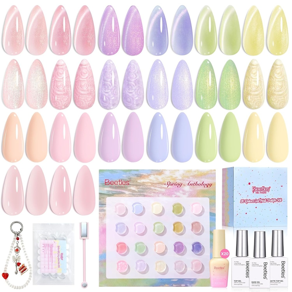image:imageBeetles Siren Song Cat Eye Gel Nail Polish Set 6 Colors 9ml Fall Gel  Blue Purple Magnetic Gel Polish Kit with Cat EyeampWater Ripple Magnets Stick Nail Charms Soak Off UV Nail Art Gift for WomenSpring Anthology