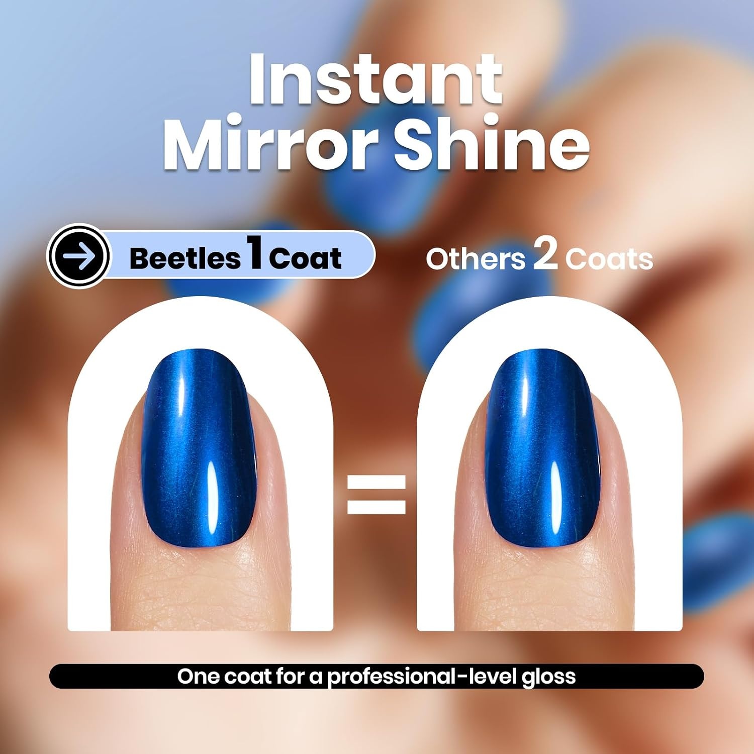 image:imageBeetles Dark Brown Nail Polish Quick Dry Regular Nail Polish Chocolate Mocha Brown Nail Polish Air Dry No UV Lamp Needed for DIY At Home Manicure 051Fl Oz15MLShine Blue