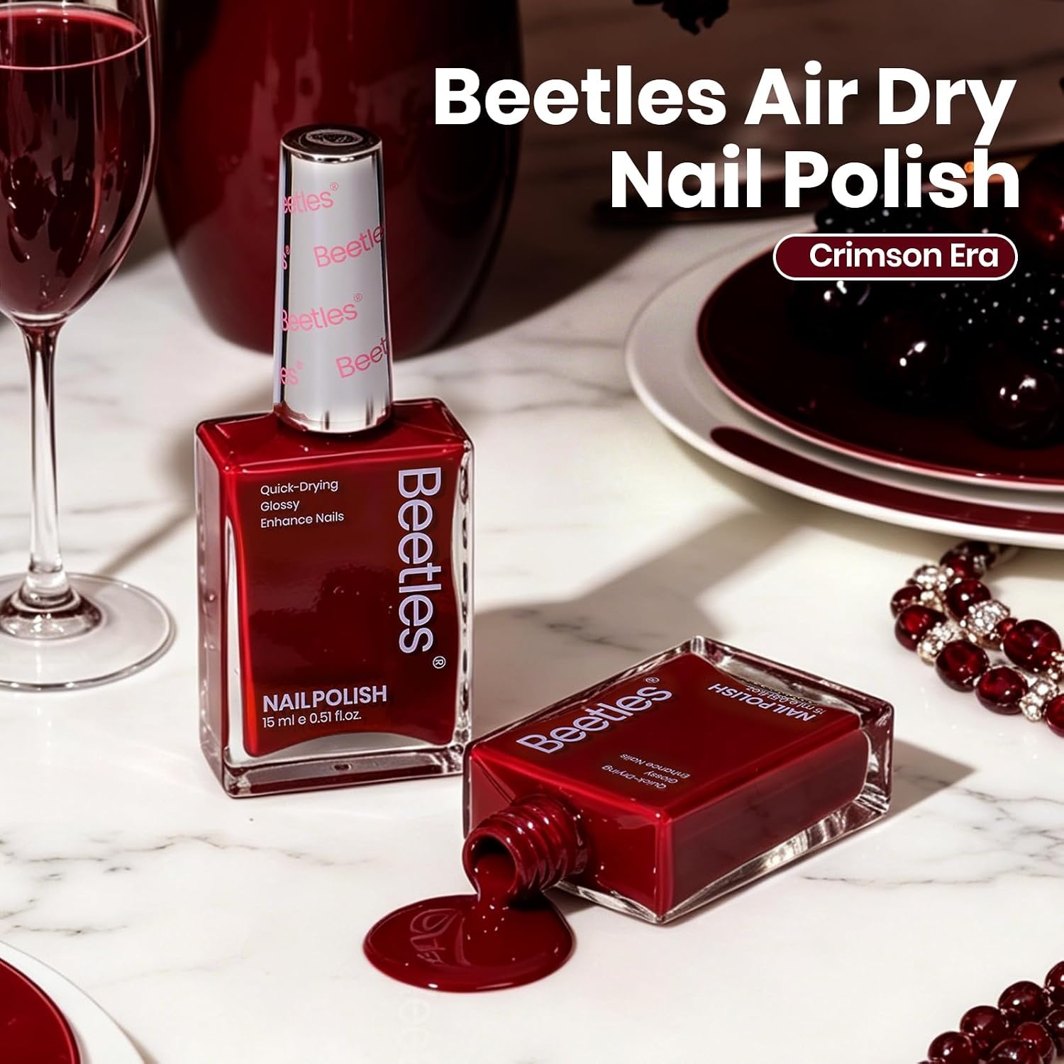 image:imageBeetles Dark Brown Nail Polish Quick Dry Regular Nail Polish Chocolate Mocha Brown Nail Polish Air Dry No UV Lamp Needed for DIY At Home Manicure 051Fl Oz15MLCrimson Era