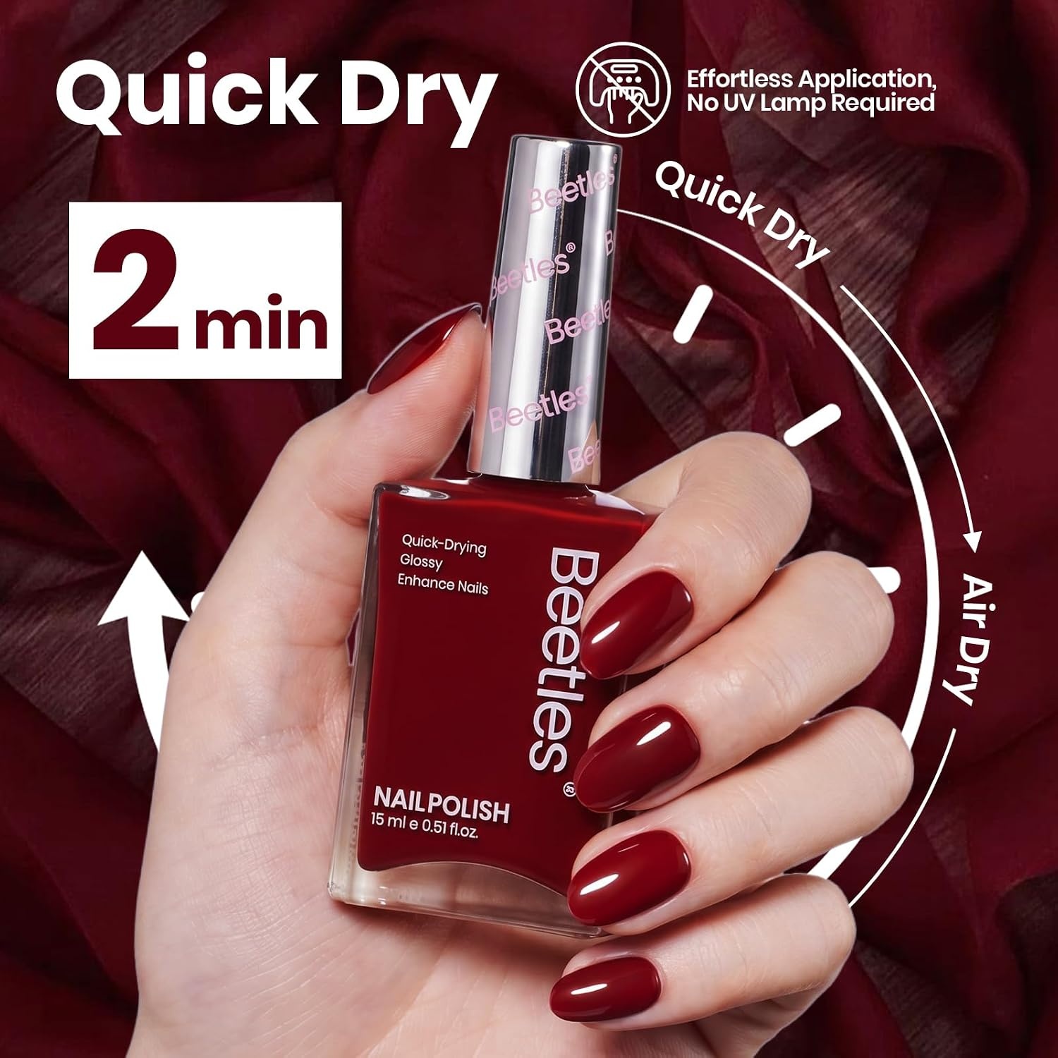 image:imageBeetles Dark Brown Nail Polish Quick Dry Regular Nail Polish Chocolate Mocha Brown Nail Polish Air Dry No UV Lamp Needed for DIY At Home Manicure 051Fl Oz15MLCrimson Era