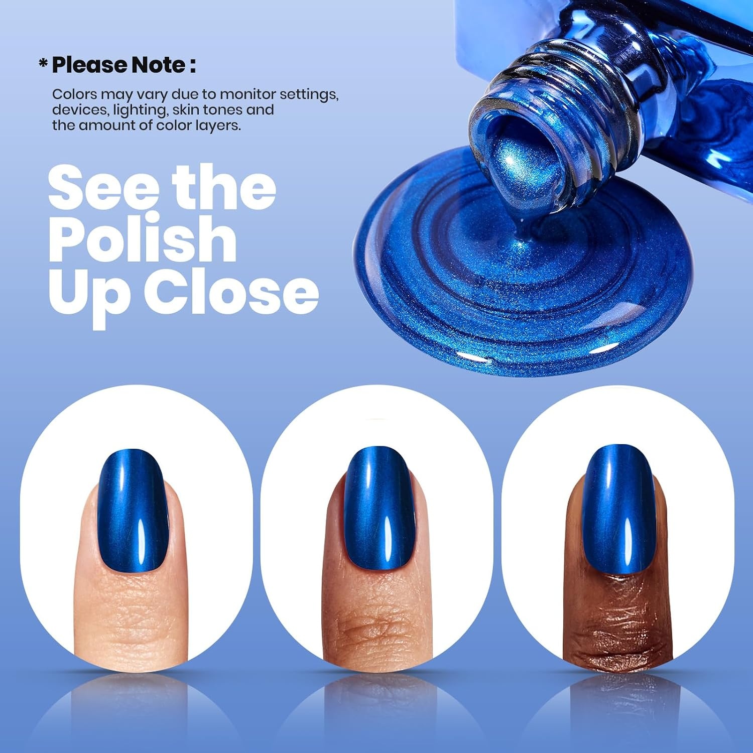 image:imageBeetles Dark Brown Nail Polish Quick Dry Regular Nail Polish Chocolate Mocha Brown Nail Polish Air Dry No UV Lamp Needed for DIY At Home Manicure 051Fl Oz15MLShine Blue