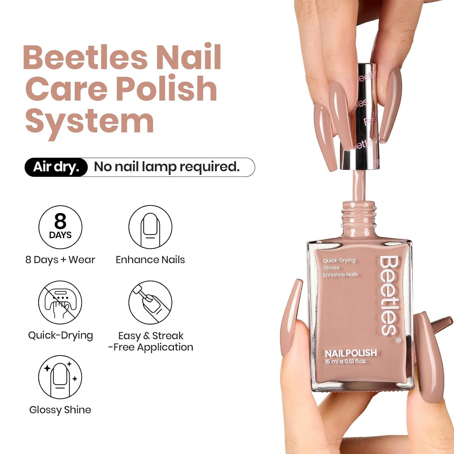 image:imageBeetles Dark Brown Nail Polish Quick Dry Regular Nail Polish Chocolate Mocha Brown Nail Polish Air Dry No UV Lamp Needed for DIY At Home Manicure 051Fl Oz15MLCozy Days