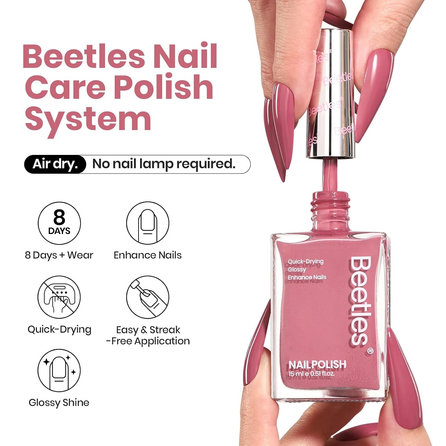 image:imageBeetles Dark Brown Nail Polish Quick Dry Regular Nail Polish Chocolate Mocha Brown Nail Polish Air Dry No UV Lamp Needed for DIY At Home Manicure 051Fl Oz15MLHearts Desire