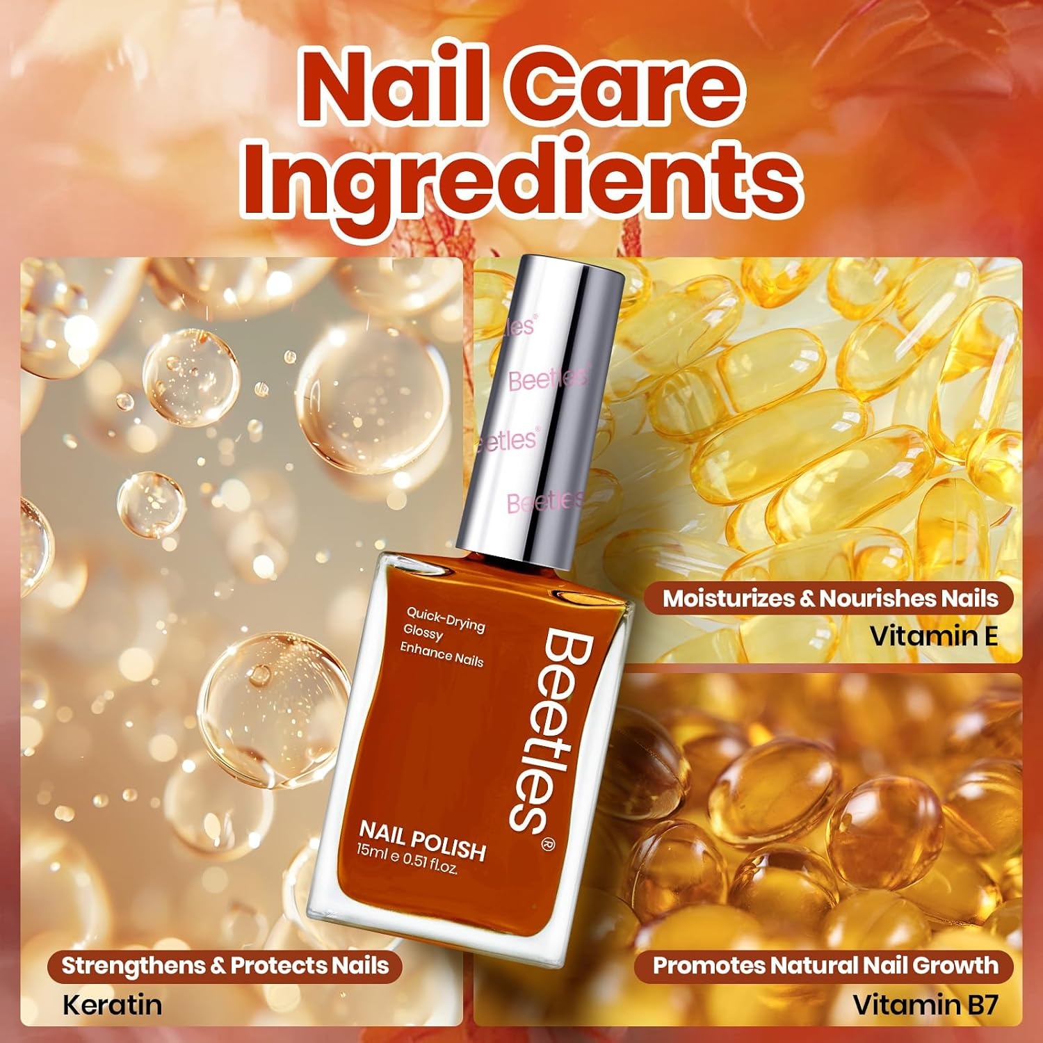 image:imageBeetles Dark Brown Nail Polish Quick Dry Regular Nail Polish Chocolate Mocha Brown Nail Polish Air Dry No UV Lamp Needed for DIY At Home Manicure 051Fl Oz15MLSunRipe Spice