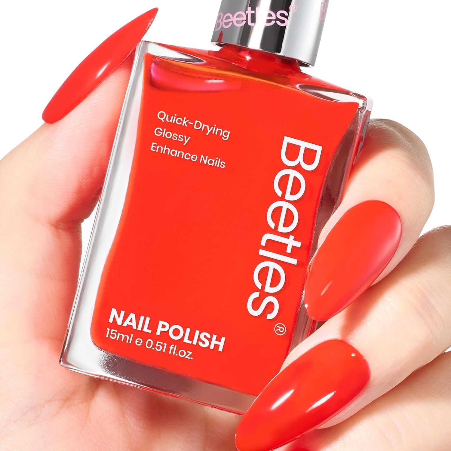 image:imageBeetles Dark Brown Nail Polish Quick Dry Regular Nail Polish Chocolate Mocha Brown Nail Polish Air Dry No UV Lamp Needed for DIY At Home Manicure 051Fl Oz15MLScarlet Red