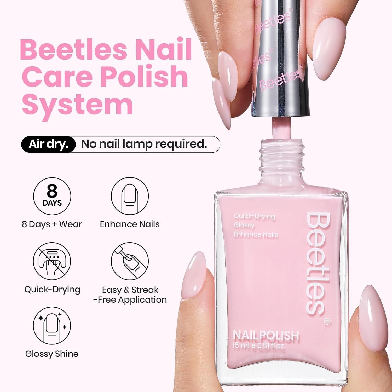 image:imageBeetles Dark Brown Nail Polish Quick Dry Regular Nail Polish Chocolate Mocha Brown Nail Polish Air Dry No UV Lamp Needed for DIY At Home Manicure 051Fl Oz15MLCloudy Rose