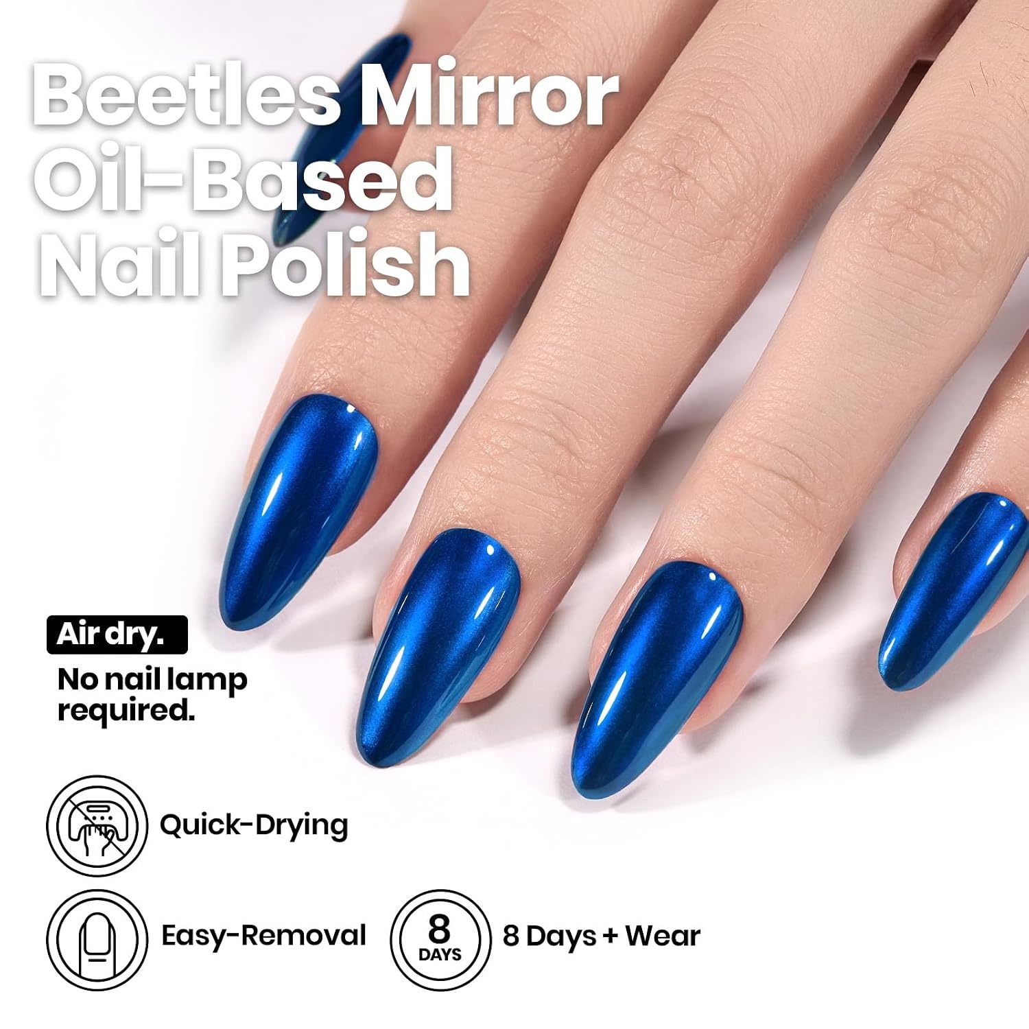 image:imageBeetles Dark Brown Nail Polish Quick Dry Regular Nail Polish Chocolate Mocha Brown Nail Polish Air Dry No UV Lamp Needed for DIY At Home Manicure 051Fl Oz15MLShine Blue