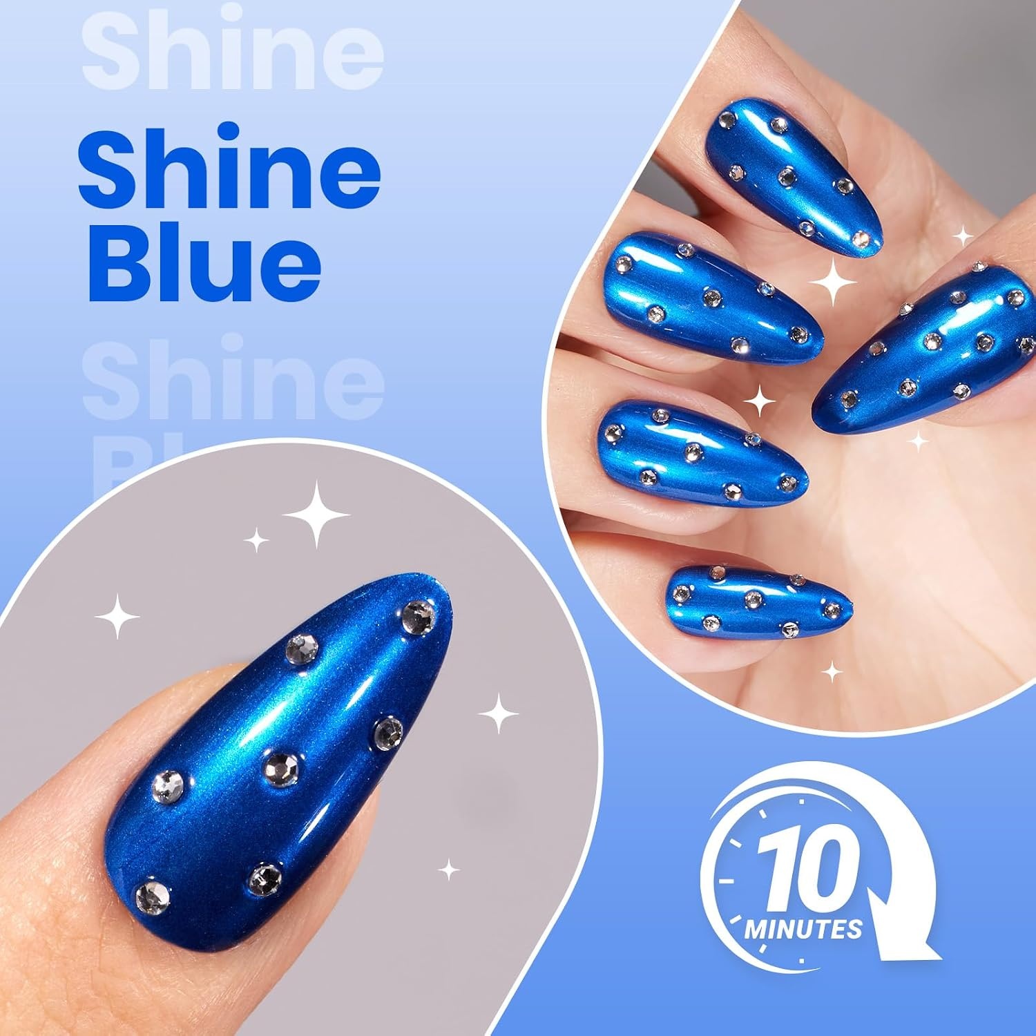 image:imageBeetles Dark Brown Nail Polish Quick Dry Regular Nail Polish Chocolate Mocha Brown Nail Polish Air Dry No UV Lamp Needed for DIY At Home Manicure 051Fl Oz15MLShine Blue