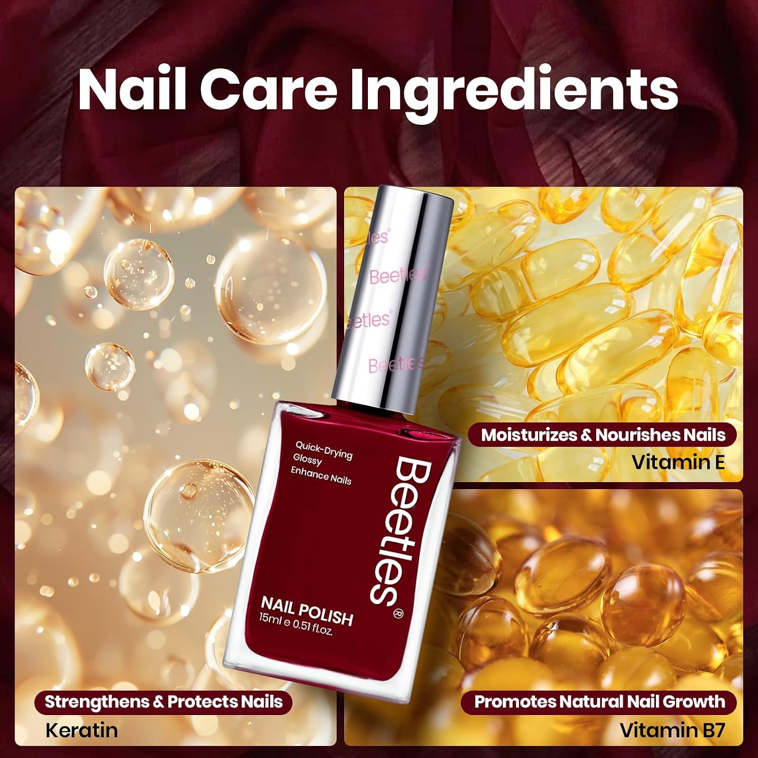 image:imageBeetles Dark Brown Nail Polish Quick Dry Regular Nail Polish Chocolate Mocha Brown Nail Polish Air Dry No UV Lamp Needed for DIY At Home Manicure 051Fl Oz15MLCrimson Era