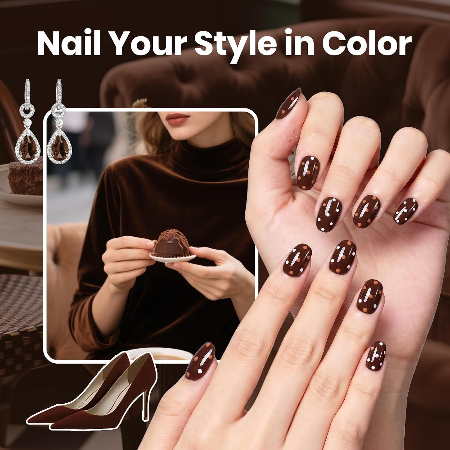 image:imageBeetles Dark Brown Nail Polish Quick Dry Regular Nail Polish Chocolate Mocha Brown Nail Polish Air Dry No UV Lamp Needed for DIY At Home Manicure 051Fl Oz15MLVelvet Truffle