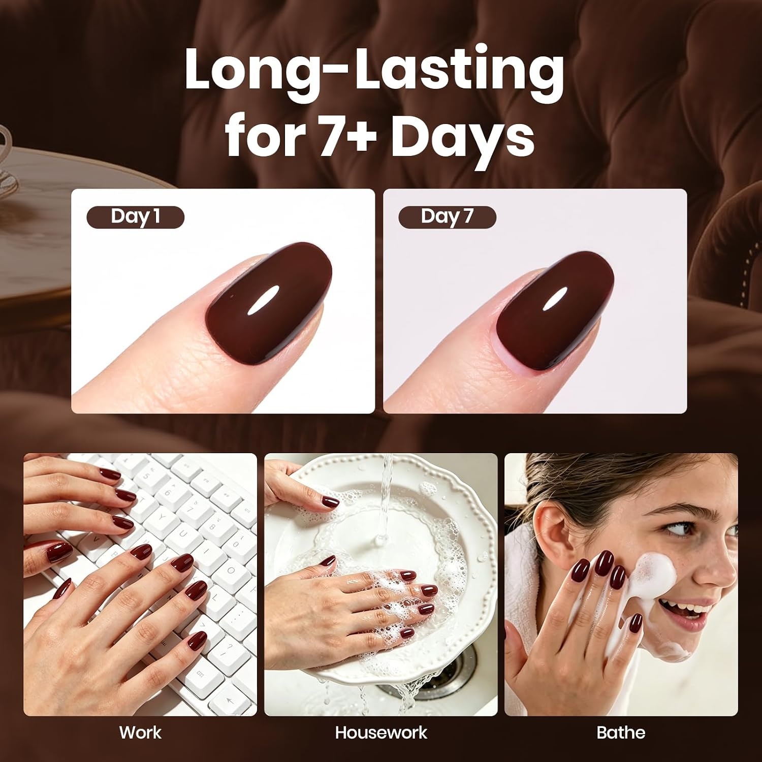 image:imageBeetles Dark Brown Nail Polish Quick Dry Regular Nail Polish Chocolate Mocha Brown Nail Polish Air Dry No UV Lamp Needed for DIY At Home Manicure 051Fl Oz15MLVelvet Truffle
