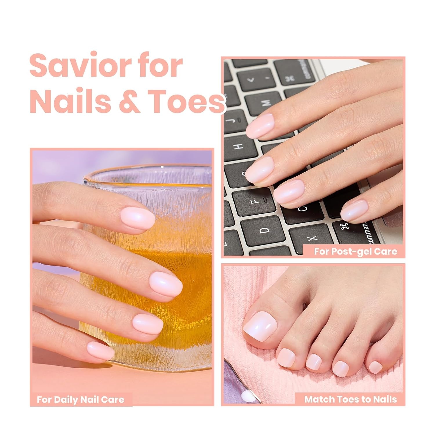 image:imageBeetles Nail Strengthener and Growth 2 In 1 Nude Pink Nail Polish Nail Concealer Fast Dry Quick Jelly Natural Nail Strengthener and Growth Treatment for Thin and Damaged Nails051 FL OZMermaid Tears