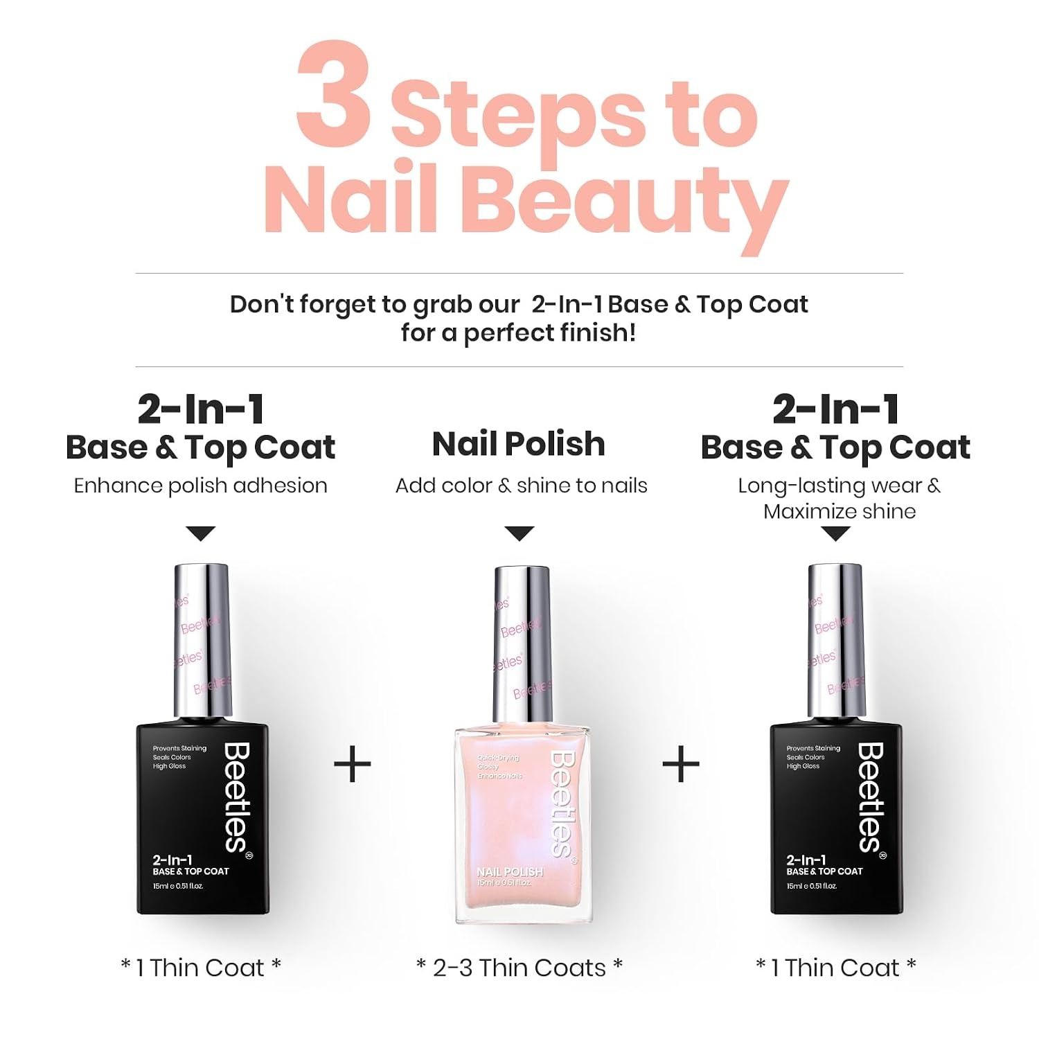 image:imageBeetles Nail Strengthener and Growth 2 In 1 Nude Pink Nail Polish Nail Concealer Fast Dry Quick Jelly Natural Nail Strengthener and Growth Treatment for Thin and Damaged Nails051 FL OZMermaid Tears