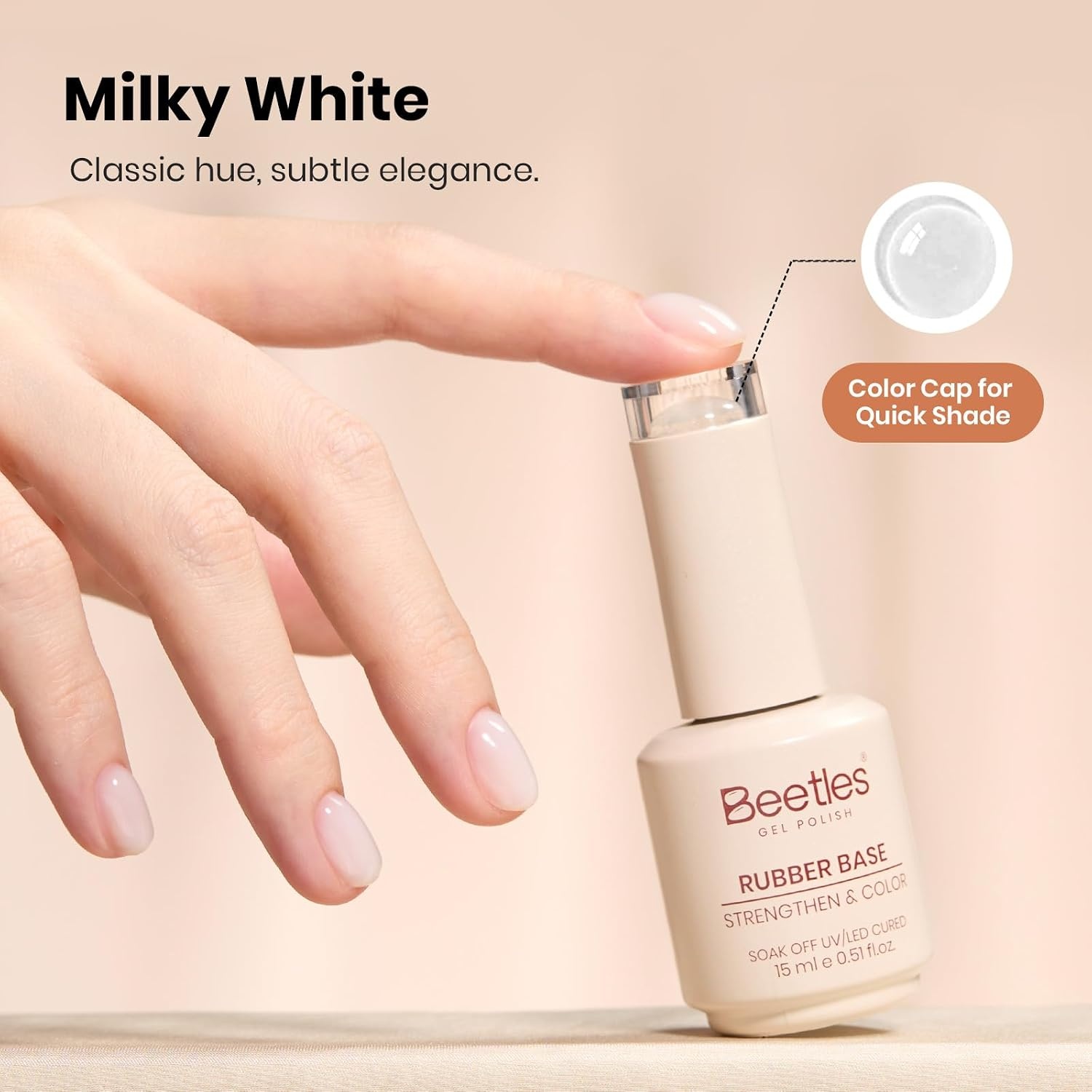 image:imageBeetles Nude Color Base Gel Polish 15ml Nude French Tip Gel Neutral nude color base gel for French tip styles with smooth DIY manicure applicationClear Base Gel