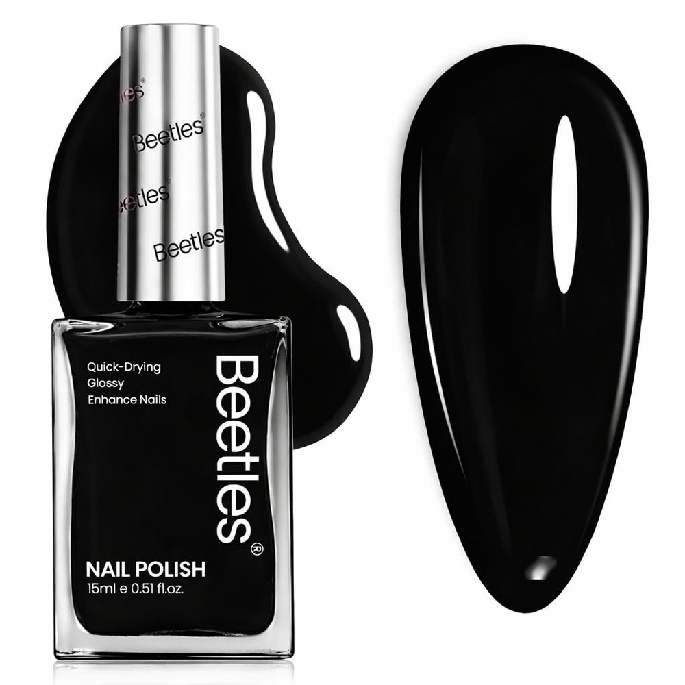 image:imageBeetles Dark Brown Nail Polish Quick Dry Regular Nail Polish Chocolate Mocha Brown Nail Polish Air Dry No UV Lamp Needed for DIY At Home Manicure 051Fl Oz15MLClassic Black