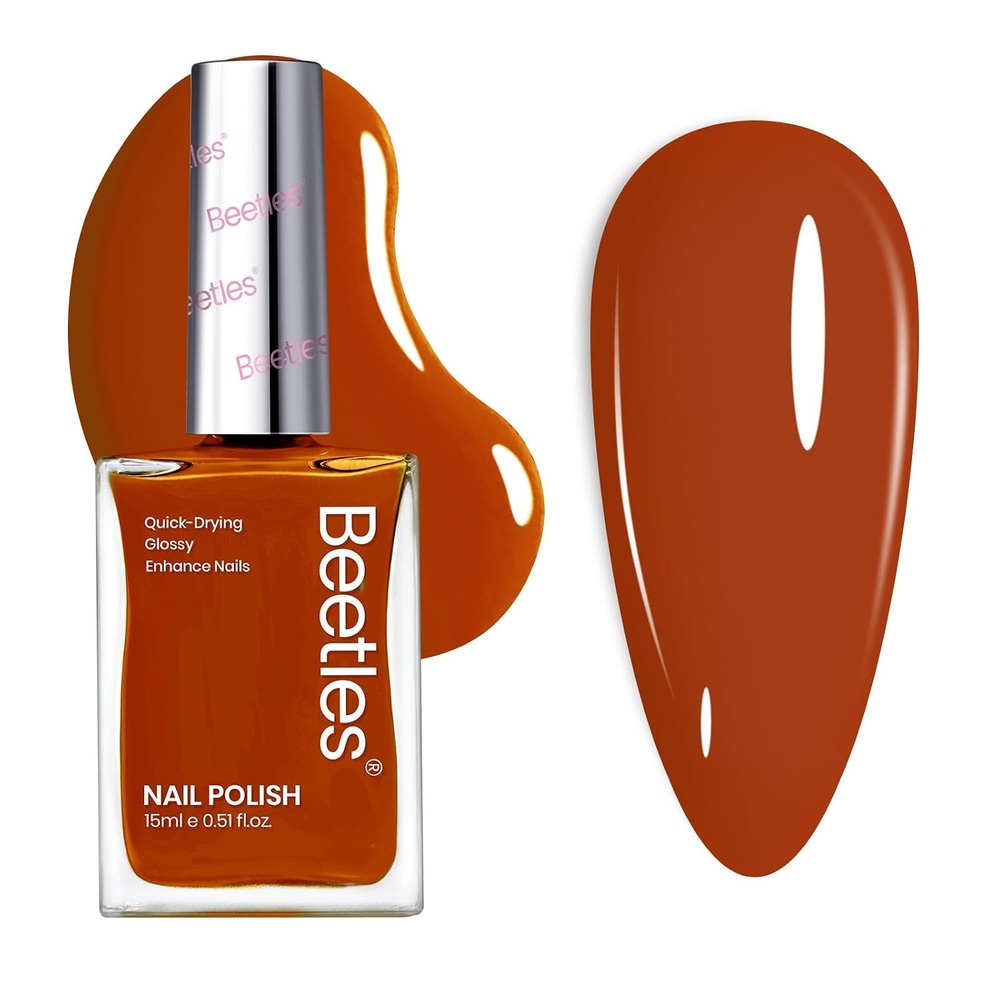 image:imageBeetles Dark Brown Nail Polish Quick Dry Regular Nail Polish Chocolate Mocha Brown Nail Polish Air Dry No UV Lamp Needed for DIY At Home Manicure 051Fl Oz15MLSunRipe Spice