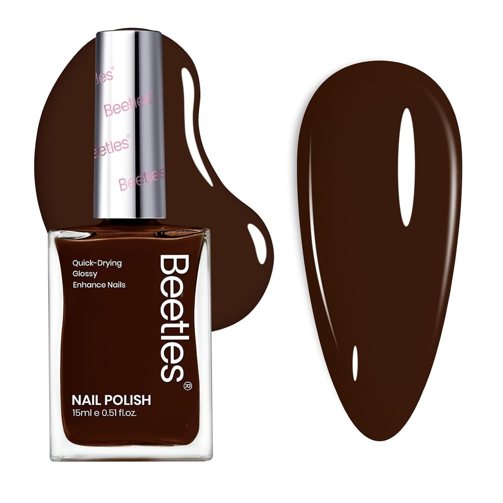 image:imageBeetles Dark Brown Nail Polish Quick Dry Regular Nail Polish Chocolate Mocha Brown Nail Polish Air Dry No UV Lamp Needed for DIY At Home Manicure 051Fl Oz15MLVelvet Truffle