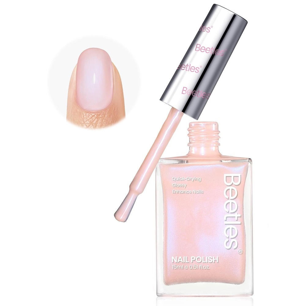 image:imageBeetles Nail Strengthener and Growth  2 In 1 Nude Pink Nail Polish  Nail Concealer Fast Dry Quick Jelly Natural Nail Strengthener and Growth Treatment for Thin and Damaged Nails051 FL OZMermaid Tears