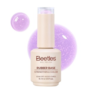 Beetles Nude Color Base Gel Polish 15ml Nude French Tip Gel | Neutral nude color base gel for French tip styles with smooth DIY manicure application.(Clear Purple Rubber Base Gel)